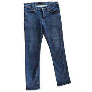 KR3W K Slims Mens Dark Wash Blue Slim Fit Button Fly Denim Jeans Size 32